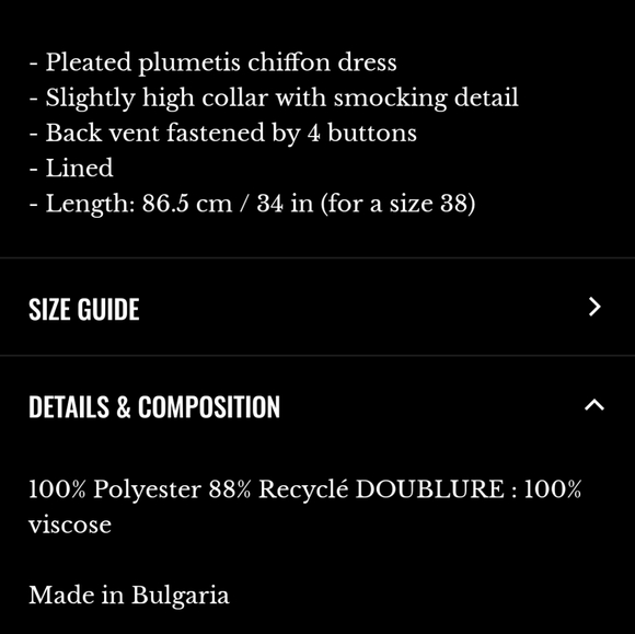 Sezane Armance Black Pleated Plumetis Chiffon Mini Dress - Picture 5 of 5